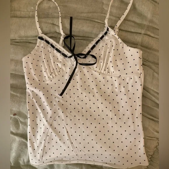 Madden Girl White Polka Dot Camisole with Black Bow - Picture 2 of 2